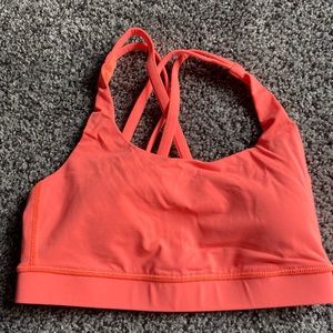 LULULEMON Women’s Energy Bra in Pop Orange with pads Size 4 EUC